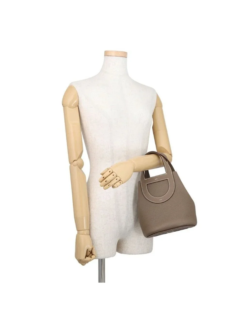Hermes Tote in the Loop 18 Etoupe Gold Taurillon Clemence Swift